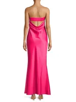 Cowl Back Strapless Gown