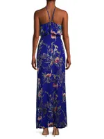 Floral Halter Column Gown