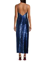 Sequin V-Neck Column Gown