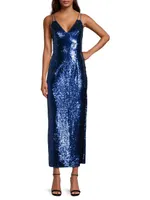 Sequin V-Neck Column Gown