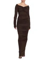 Ruched Jersey V-Neck Maxi Dress