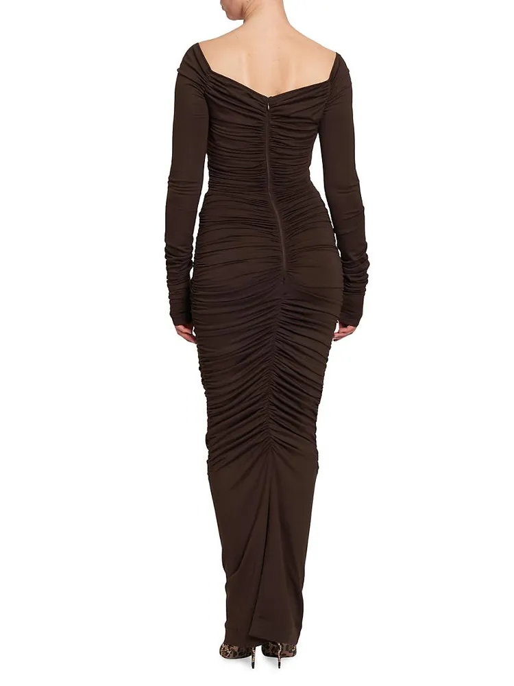 Ruched Jersey V-Neck Maxi Dress