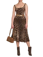 Leopard-Print A-Line Midi-Dress