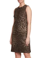 Leopard Jacquard Wool Minidress