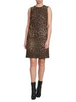 Leopard Jacquard Wool Minidress