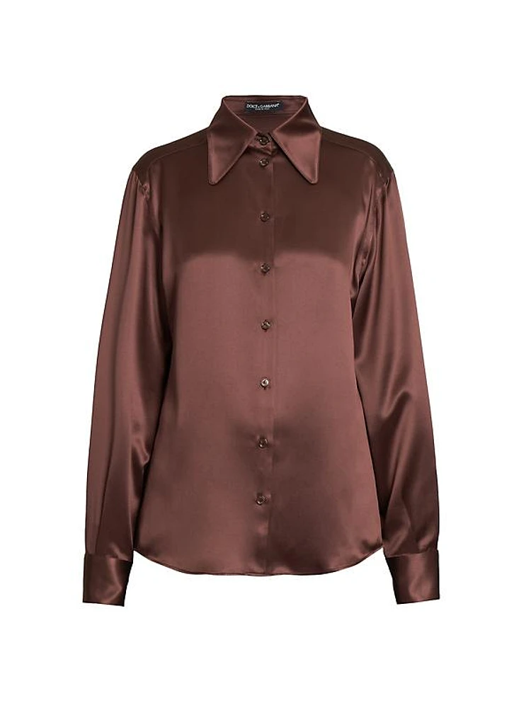 Button-Front Silk Blouse