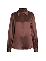 Button-Front Silk Blouse