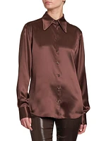 Button-Front Silk Blouse