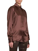 Button-Front Silk Blouse