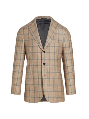 Plaid Wool & Cashmere-Blend Three-Button Sport Coat