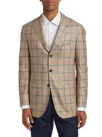 Plaid Wool & Cashmere-Blend Three-Button Sport Coat