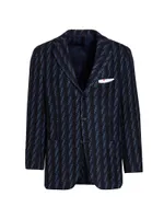 Striped Notch Lapel Cashmere Sport Coat