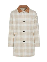 Plaid Reversible Cashmere-Blend Rain Coat