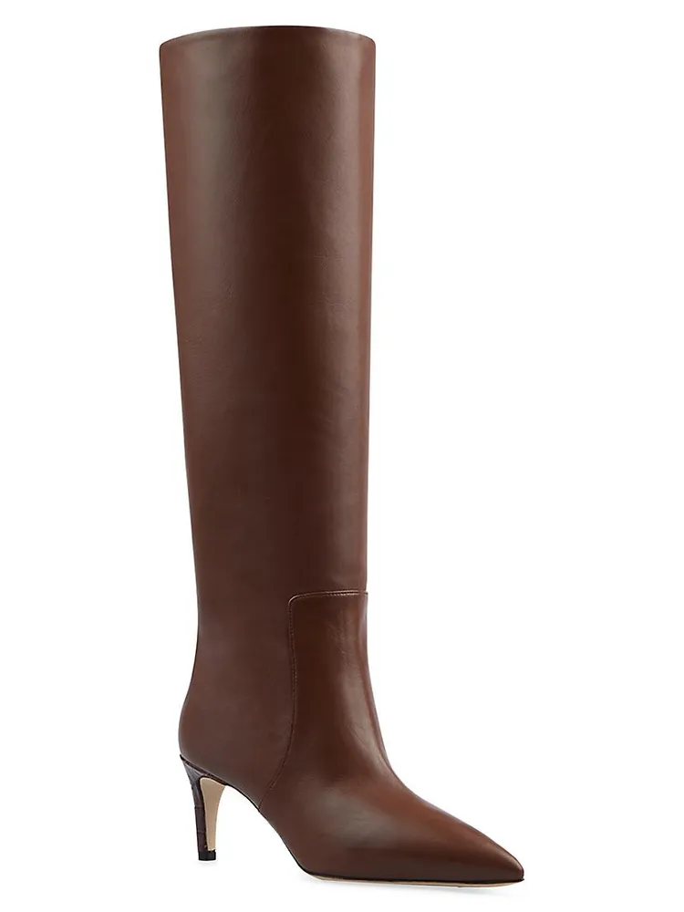 Knee-High Leather Stiletto Boots