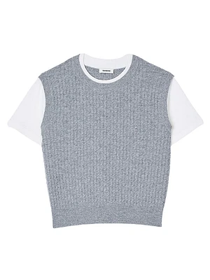 Dual-Material Knit Jumper