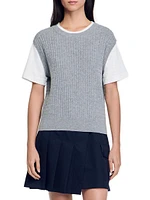 Dual-Material Knit Jumper