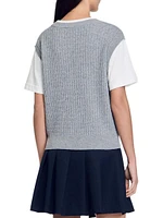 Dual-Material Knit Jumper