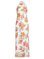 Seila Floral Linen Halter Maxi Dress