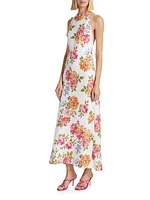 Seila Floral Linen Halter Maxi Dress