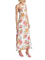 Seila Floral Linen Halter Maxi Dress