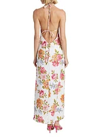 Seila Floral Linen Halter Maxi Dress