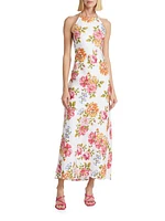 Seila Floral Linen Halter Maxi Dress