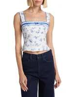 Eloise Linen Floral Crop Top