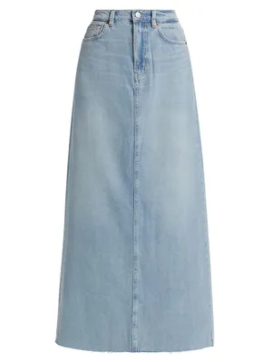 Kass Raw Denim Maxi Skirt