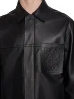 Debossed Leather Overshirt