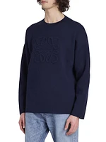 Debossed Wool Sweater