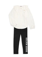Little Girl's & Girl's Embroidered Boxy Shirt