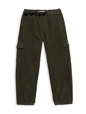 Little Kid's & Journey Embroidered Corduroy Cargo Joggers