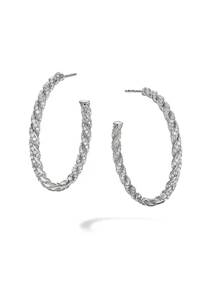 Paveflex 18K White Gold & Pavé Diamond Flex Hoop Earrings