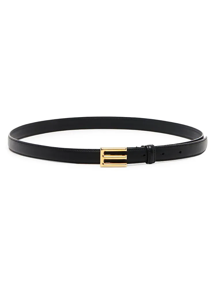 Logo Buckle Leather Belt