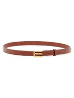 Logo Buckle Leather Belt