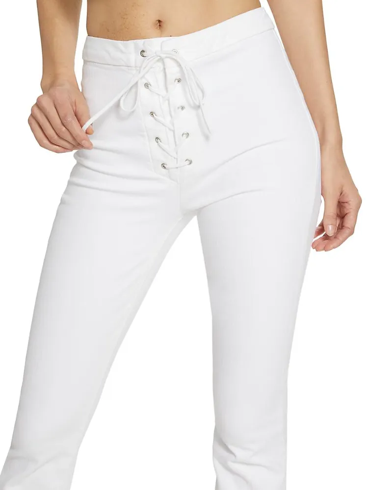 Lace-Up Stretch Flare Jeans