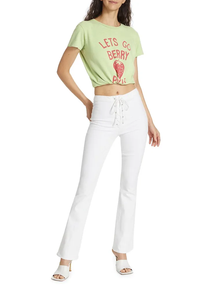 Lace-Up Stretch Flare Jeans