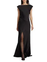 Joanna Satin Cowl-Back Gown