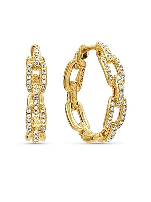 Stax Chain Link Hoop Earrings in 18K Yellow Gold with Diamonds, 23.8mm