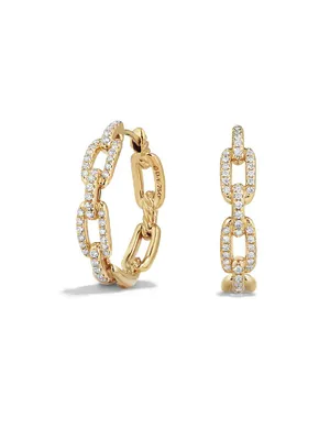 Stax Medium Chain Link Hoop Earrings with Diamonds in 18K Gold