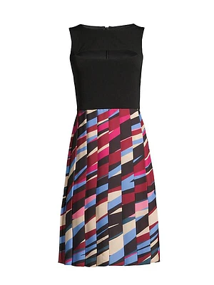 Pleated Geometric Cut-Out Dress