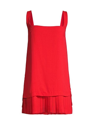 Pleated Hem Mini Shift Dress