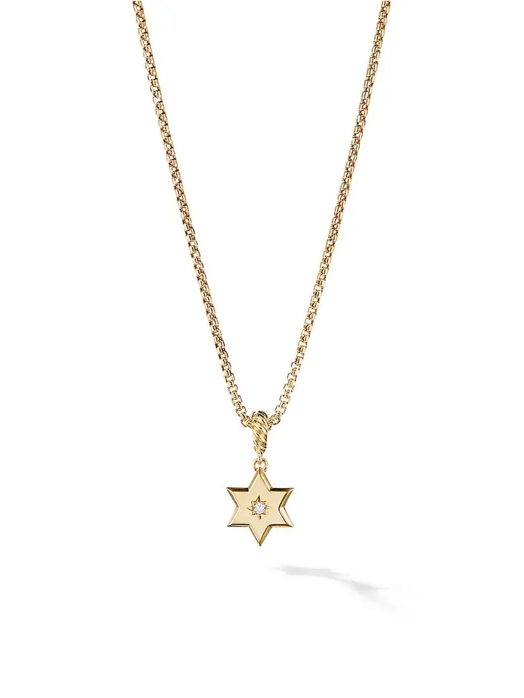 Star Of David Pendant In 18K Yellow Gold With Diamonds