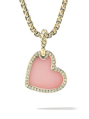 Heart Amulet In 18K Yellow Gold With Gemstone And Pavé Diamonds
