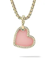 Heart Amulet In 18K Yellow Gold With Gemstone And Pavé Diamonds