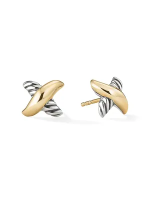 Petite X Stud Earrings With 18K Yellow Gold
