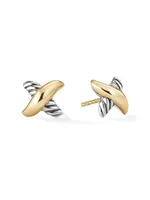 Petite X Stud Earrings With 18K Yellow Gold