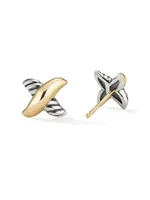 Petite X Stud Earrings With 18K Yellow Gold