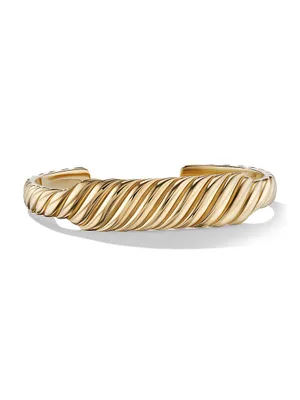 Sculpted Cable Contour Cuff Bracelet 18K Yellow Gold