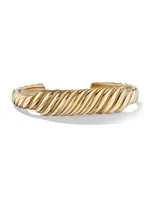 Sculpted Cable Contour Cuff Bracelet 18K Yellow Gold